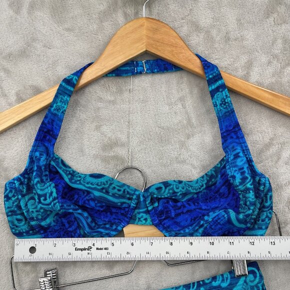 Swim Systems Vintage 34D/ M Blue Green 2 Piece High Waisted Bikini Swimsuit - Picture 13 of 13